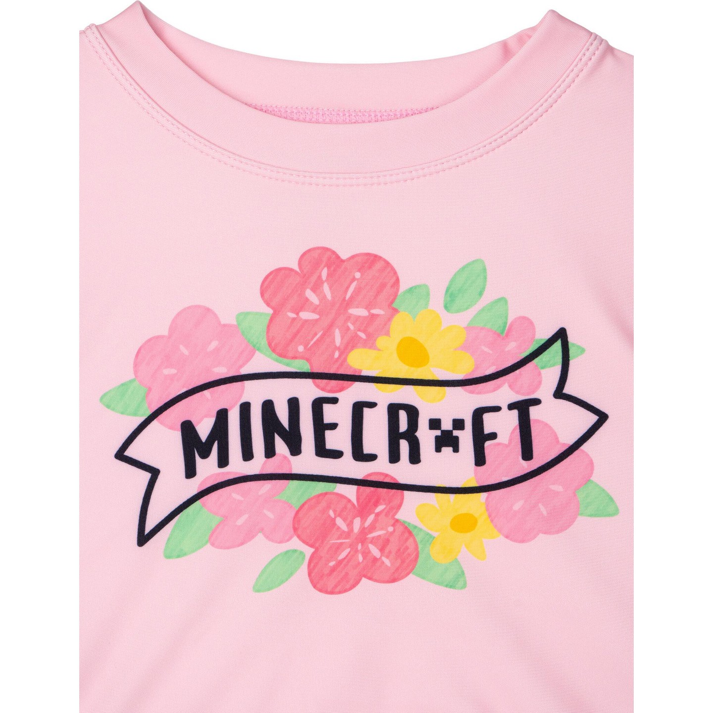 Minecraft Little Girls Rash Guard and Bikini Bottom UPF 50+ Swim Set Pale Pink / Green 7-8, цвет: Бледный розовый — фото 4