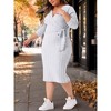 Agnes Orinda Women's Plus Size Elegant Back Slit V Neck Long Sleeve Wrap Sweater Midi Dresses - 2 of 4