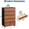 46" Tall 5-Drawer Dresser for Bedroom, Modern Wood Chest with Curved Profile & Vintage Handles, Vertical Storage for Bedroom, Living Room, Brown - 2 of 4