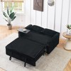 Dual functions corduroy sofa with pull-out and push-in, equipped with a movable tabletop and USB ports for use in living rooms bedrooms - 2 of 4