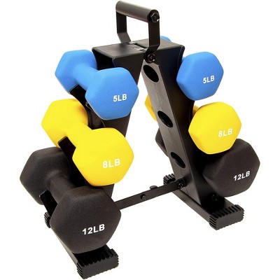 Everyday essentials dumbbell set with stand 3lbs 5lbs 8lbs set sale