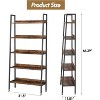 5 Tier Bookcase with Open Display Shelf, Vintage Industrial Style Display Shelf with Metal Frame for Living Room, Bedroom, Office - 2 of 4