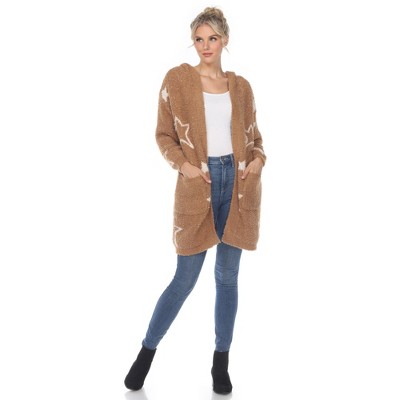 Women's Hooded Open Front High Pile Fleece - White Mark