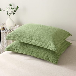 LISM 100% Cotton Quilted Pillow Shams, 26" x 20" (Pack of 2) - 1 of 4