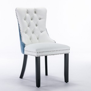 Dexmalle Set of 2 Double Color Modern High-end Tufted Nailhead Trim Dining Chair - 1 of 4