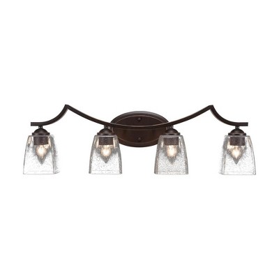 Toltec Lighting Zilo 4 - Light Vanity in  Dark Granite with 4.5" Square Clear Bubble Shade