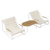 Anybear 3pc beige white chaise set with acacia table - 3 of 4
