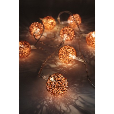 Perfect Holiday 8 LED Rose Gold Woven Copper Balls (Warm White) - Battery Operated