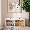 White Shoe Stool Double Seat Leather Upholstered Stylish Design - 2 of 4