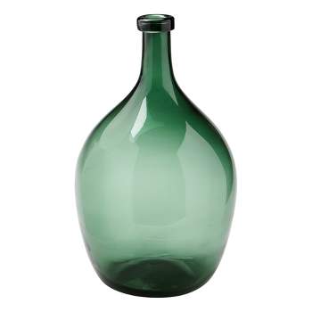 tagltd Oversize Vintage Green Glass Bottle Shaped Vase, 11.5 x 19.75 in.