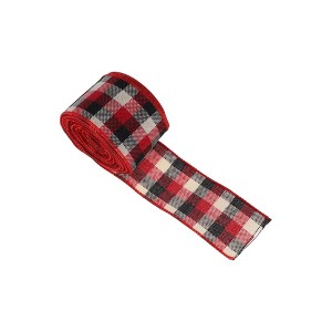 Unique Bargains Gift Wrap Ribbons Plaid Faux Linen 179.13"x1.97" 1 Pc - 1 of 4