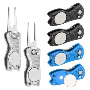 Unique Bargains Stainless Steel Foldable Magnetic Ball Marker Golf Divot Repair Tool 6 Pcs - 1 of 4