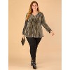 Agnes Orinda Women's Plus Size Glitter Sparkle V Neck Metallic Party Sequin Blouses - 3 of 4