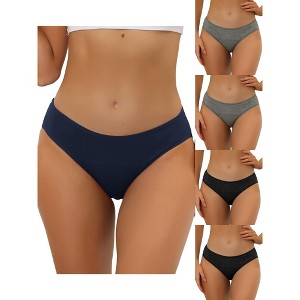 Allegra K Women's Plus Size Mid-Waist Available 5 Packs Hipster Underwear - 1 of 4