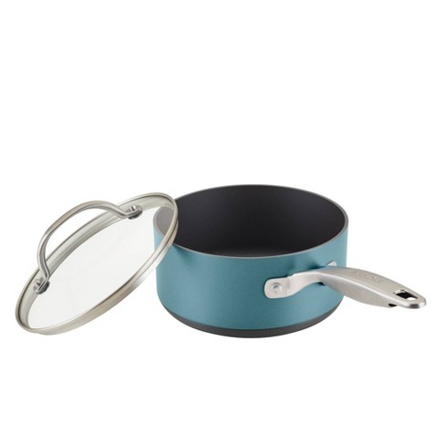 Anolon Achieve 2qt Nonstick Hard Anodized Sauce Pan With Lid Teal : Target