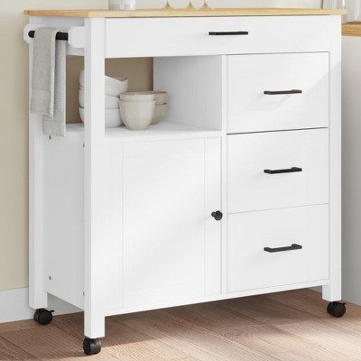 vidaXL Kitchen Trolley MONZA 33.1 in.x15.7 in.x35.4 in. Solid Wood Pine