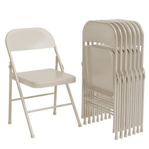 8 Pack All-Steel Folding Chairs Set, Metal Foldable Dining Chair with Backrest, Beige Portable Fold Chair for Home, Office, Indoor Outdoor Events - 1 of 4