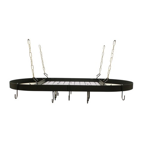 Range Kleen Black Enameled Steel Oval Hanging Pot Rack : Target