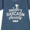 - Peanuts - Snoopy Sarcasm Society Graphic Short Sleeve Fleece Dress - 2 of 4