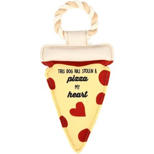 Pavilion Gift Company - Pizza My Heart - 13" Canvas Dog Toy on Rope - Pet Toy - 1 of 4