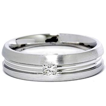 Pompeii3 Men's 14K White Gold Princess Diamond Wedding Band Ring