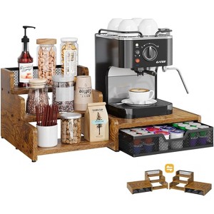 3-Tier Coffee Station Organizer with K-Cup Holder, 28-Pod Capacity & Syrup Rack, Rustic Brown - 1 of 4