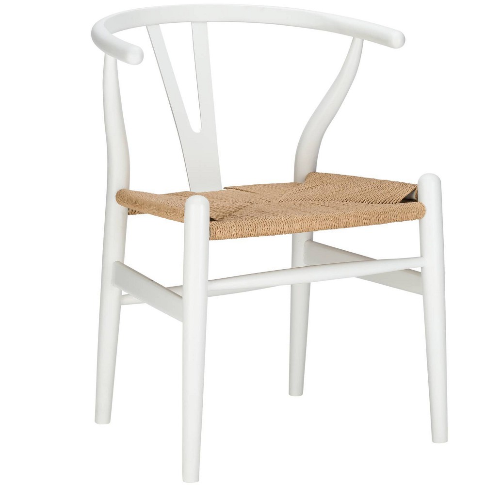 Photos - Chair Dominic Mid Century  White - Poly & Bark