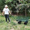 YONWAY Heavy Duty 660 Lbs Capacity Mesh Steel Garden Cart Folding Utility Wagon with Removable Sides10 inch Tire - 2 of 4