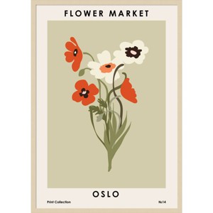 29"x41" Flower Market Oslo by NKTN Wood Framed Wall Art Print Brown - Amanti Art: Sage Green Botanical Lithograph, Vertical Orientation - 1 of 4