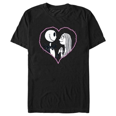 Men's The Nightmare Before Christmas Jack and Sally Pink Heart Stitch T-Shirt - image 1 of 4