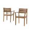 Gulches Acacia Wood Patio Dining Chairs Set of 2 - Teak Finish Armchairs, 350lbs Capacity for Backyard/Poolside/Garden - 2 of 4