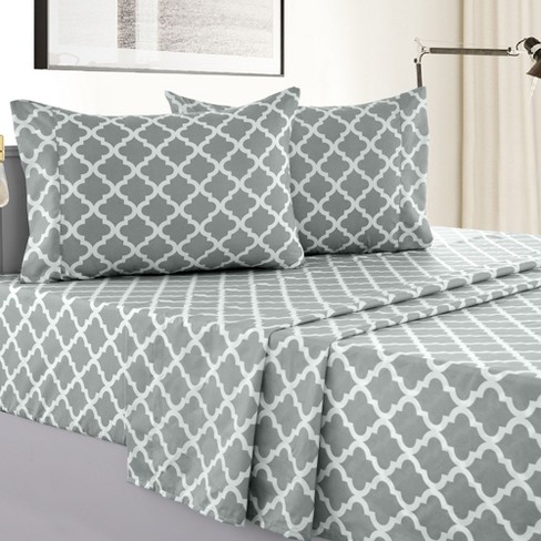 Lux Decor Collection King Size Bed Sheets Set, Microfiber 16 Inch Deep  Pocket 4 Piece Bedding Set - Gray