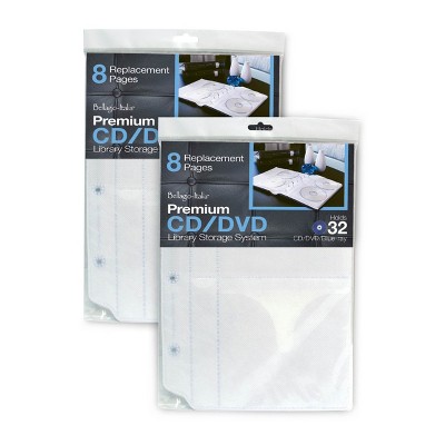 Bellagio-Italia Insert Sheets for CD/DVD Storage Binder - Holds DVDs, CDs, Blu-Rays & Video Games - Acid-Free Organizer Sheets