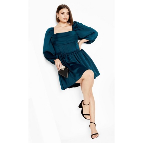 City Chic Women s Plus Size Flirty Corset Dress Emerald 14w Target