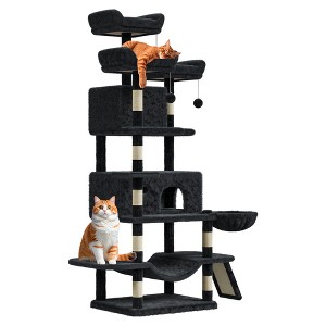 68.5" Multi-Level Cat Tree for Indoor, Heavy Duty Adult Cat Tower with 2 Condos, Plush Perches, Sisal Scratching Posts,Hammocks,Basket,Dangling Balls - 1 of 4