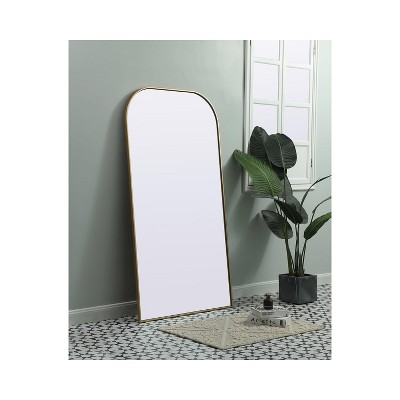 Brass Full-Length Rectangular Wood Frame Mirror