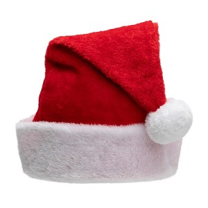 Northlight  Adult Plush Christmas Santa Hat - Large - Red and White - 1 of 4