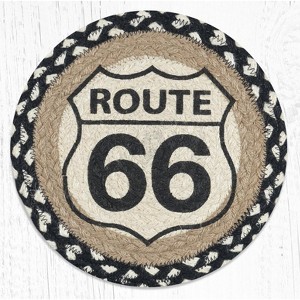 Earth Rugs Route 66 Jute Trivet – 10" Round Hand-Braided Heat Pad, Rustic Americana Kitchen Accent - 1 of 3