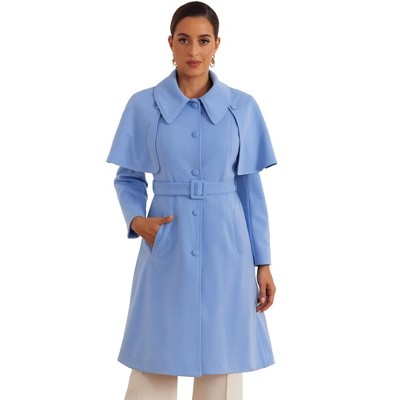 INSPIRE CHIC Women's Removable Cape Single-Breasted Work Casual Outwear Long Coat