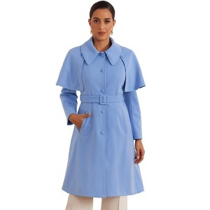 INSPIRE CHIC Women's Removable Cape Single-Breasted Work Casual Outwear Long Coat - 1 of 4
