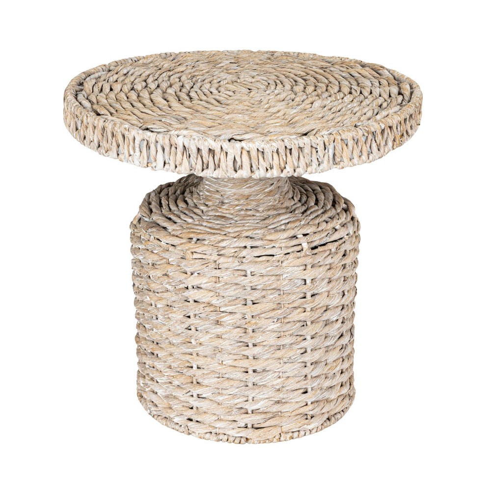 Storied Home Handwoven Side Table Whitewashed