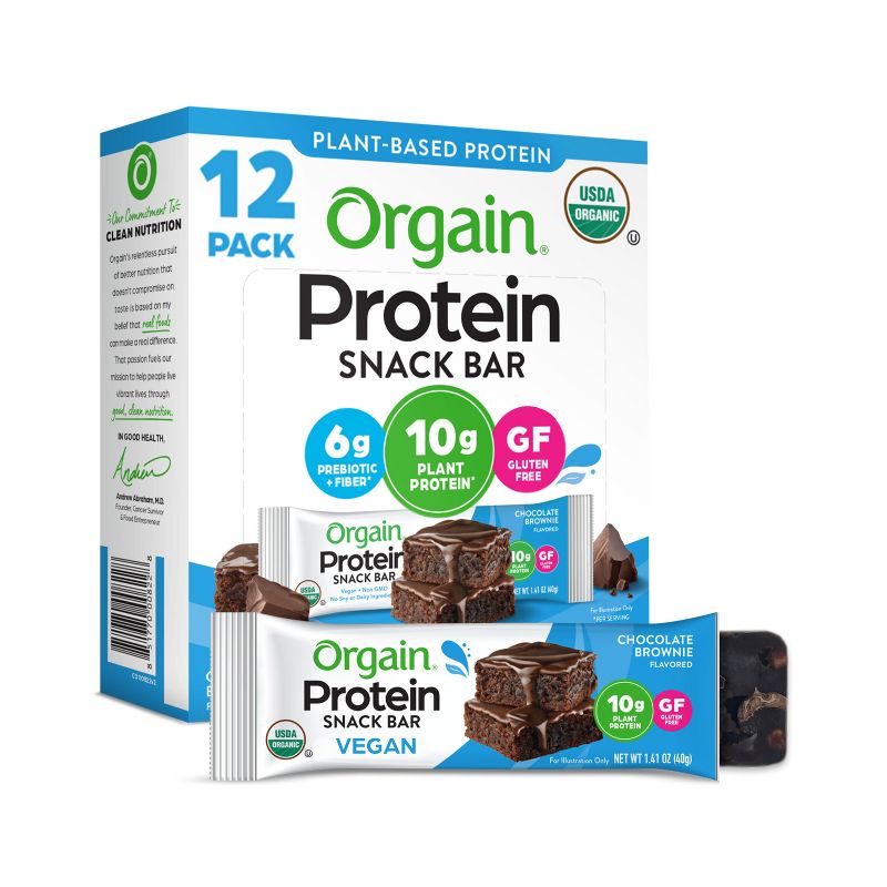 Orgain Organic Protein Snack Bar - Chocolate Brownie - 12pk, 1 of 11