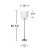 360 Lighting Crystals Traditional 60 1/2" Tall Standing Floor Lamp Foot Switch Silver Metal Satin Steel Finish Living Room Bedroom Drum White Shade - 4 of 4
