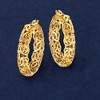 Ross-Simons 18kt Gold Over Sterling Medium Byzantine Hoop Earrings - 3 of 4