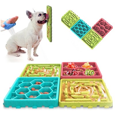 Multicolor Slow Feeding Dog Mat and Tray Set with Suction