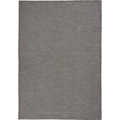 Charcoal 5' x 7' Flat Woven Synthetic Indoor/Outdoor Rug