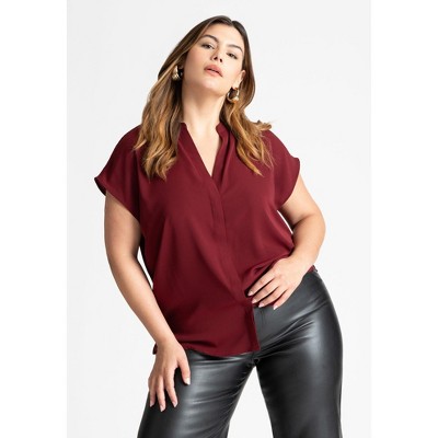 ELOQUII Notch Collar Blouse