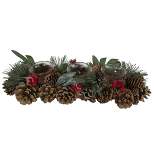 Northlight 15.25" Glitter Pinecones and Red Berries Tealight Christmas Candle Holder