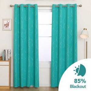 Deconovo Gold Wave Line and Dots Curtain Panel Pair(2 Panel) - 1 of 4