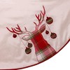 Kurt Adler 60-Inch Ivory Dupion Tree Skirt with Reindeer Appliqué Embroidery - 4 of 4